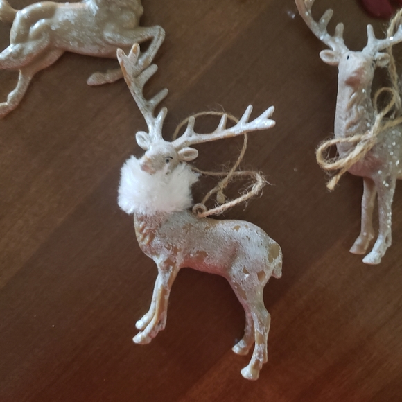 Reindeer Christmas Tree Ornaments 5 Reindeer Set Faux Fur - Picture 4 of 8